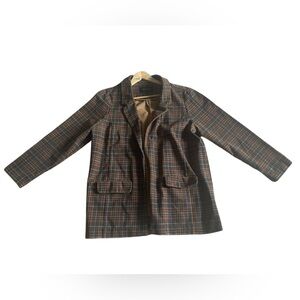 Liverpool Los Angeles Size XL Womens Blazer Plaid Retro Open Front Jacket